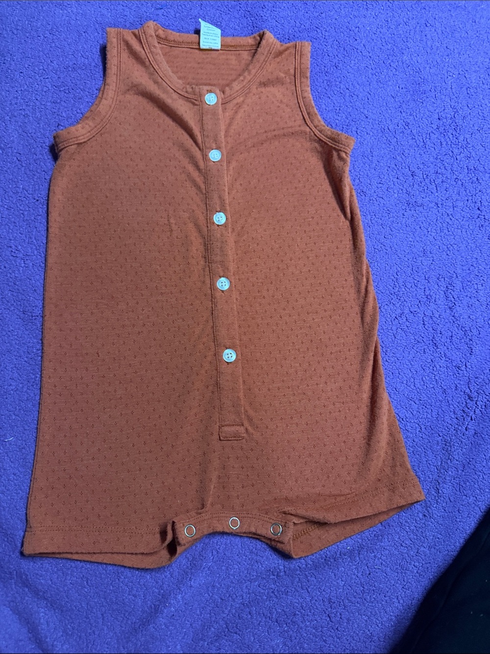 kate quinn Rust Sleeveless Button-Front Tank Romper